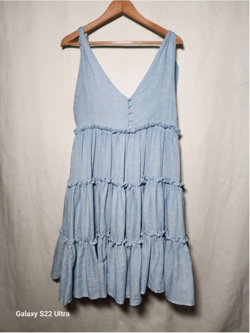 Women's ENGLISH FACTORY Light Blue Tiered Mini Dress L
